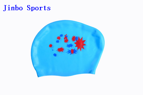 Silk Printing Silicone Swim Cap Large Size for Long Hair Or Big Head